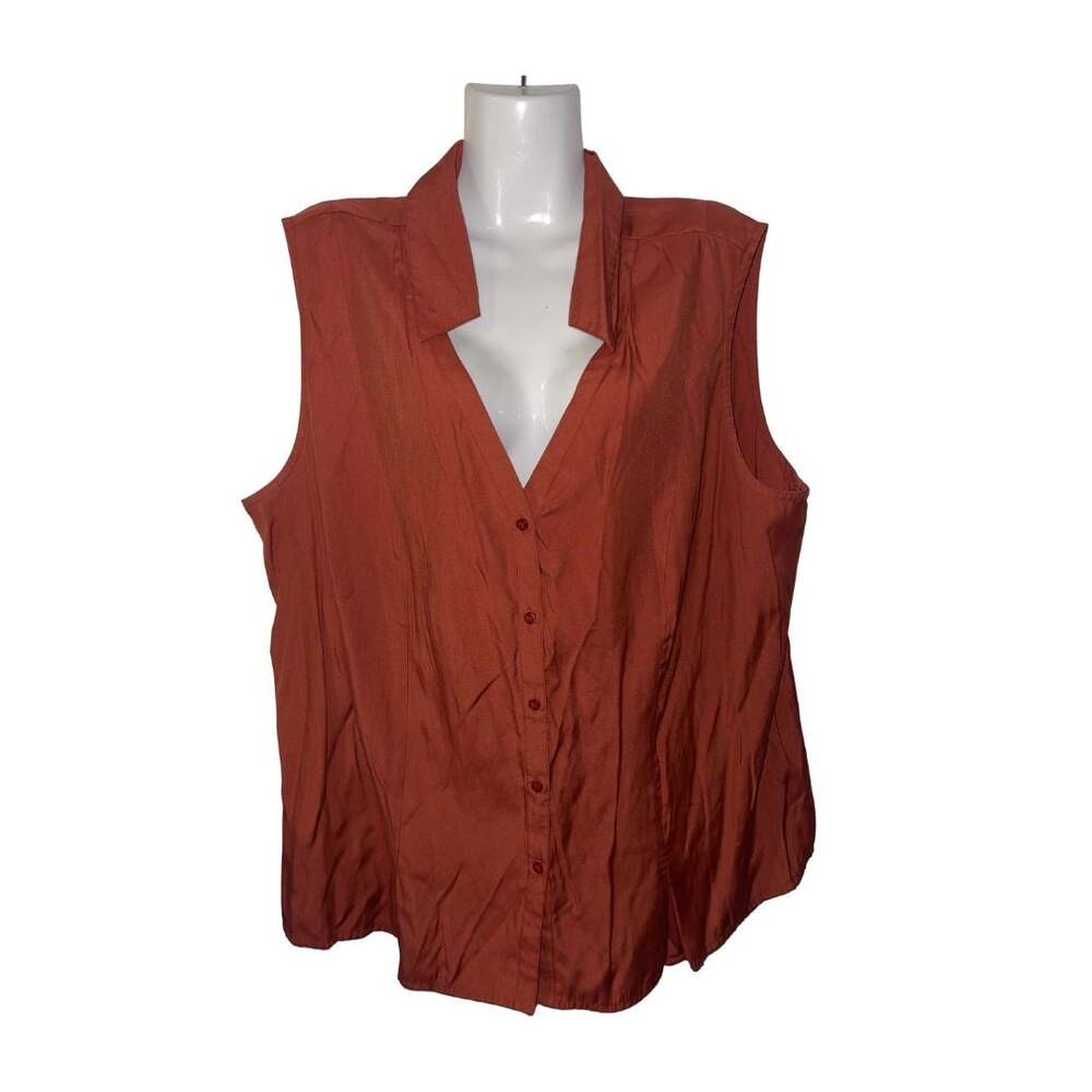 CATO Burnt Orange Sleeveless Button up Shirt Plus SZ 22/24 Casual Chic